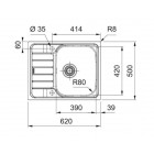 Franke Мийка кухонна Spark, нерж.сталь, прямокутник, з крилом, 620х500х160мм, чаша - 1, накладна, SKL 611-62, нерж декор Franke Мийка кухонна Spark, нерж.сталь, прямокутник, з крилом, 620х500х160мм, чаша - 1, накладна, SKL 611-62, нерж декор