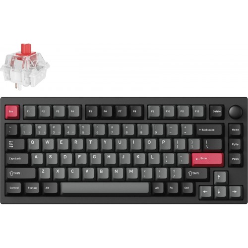 Lemokey Клавіатура механічна P1 Pro 84Key, Keychron Super Red, WL/BT/USB-A, QMK/VIA, Hot-Swap, EN/UKR, RGB, Knob, Carbon Black