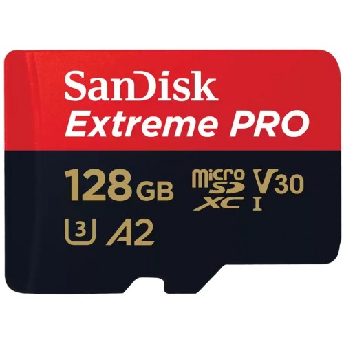 SanDisk Карта пам'яті 128GB microSDXC C10 UHS-I U3 R200/W90MB/s Extreme Pro V30 + SD SanDisk Карта пам'яті 128GB microSDXC C10 UHS-I U3 R200/W90MB/s Extreme Pro V30 + SD