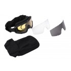 2E Tactical Маска тактична, захисна Hawk WS Black Anti-fog, 3-х шаровий ущільнювач, сумка, 3 лінзи