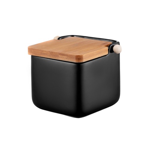 ARDESTO Цукорниця Midori 12х12х11см, 840мл, кераміка, бамбук, чорна ARDESTO Цукорниця Midori 12х12х11см, 840мл, кераміка, бамбук, чорна