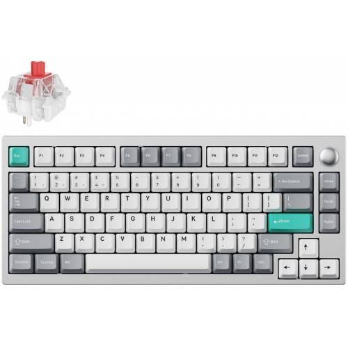Lemokey Клавіатура механічна P1 Pro 84Key, Super Red, WL/BT/USB-A, QMK/VIA, Hot-Swap, EN/UKR, RGB, Knob, Space Silver