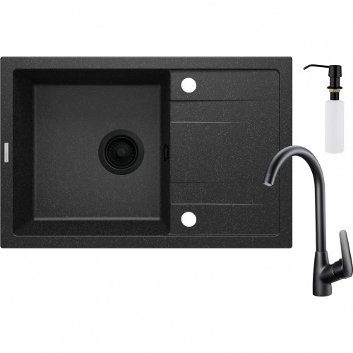 Deante Набір для кухні Corio, гранітна мийка ZQN_N113 + зміш. BMO_062M + дозатор ZZZ_000D, графіт