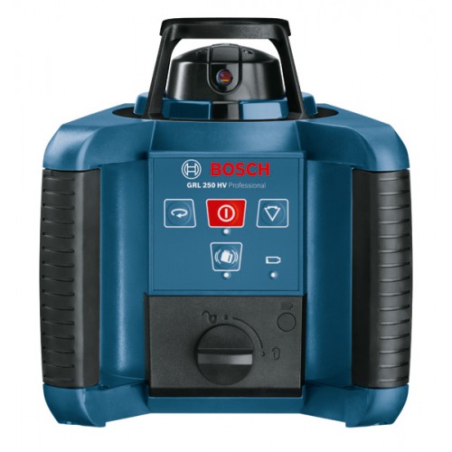 Bosch Нівелір лазерний ротаційний Professional GRL 250 HV, 30м/з приймачем 125м, ±0.1мм/м, 150/300/600 об/хв, IP54, 1.8кг, кейс, пульт RC1, окуляри, мішень