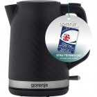 Електрочайник Gorenje 1.7л, Strix контроль, чорний матовий