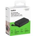 Belkin Акумулятор портативний літій-іонний Power Bank 10000мА·год, 20Вт, з інтегрованим кабелем USB-C, чорний