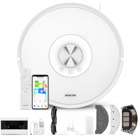 Sencor Робот-пилосос, 400Вт, h=9,8см, вологе прибирання, кон