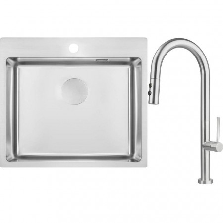 Deante Набір для кухні Olfato стальна мийка ZPO_010B + зміш.