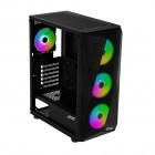 Корпус 2E GAMING Aruba G3313B, без БЖ 1xUSB3.0, 2xUSB2.0, 5x120мм ARGB, VGA 300мм, LCS ready, HUB, TG Side Panel, ATX, чорний