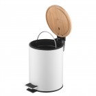 Відро для сміття Ardesto Minimalism з педаллю, 3л, метал, пластик, бамбук, білий