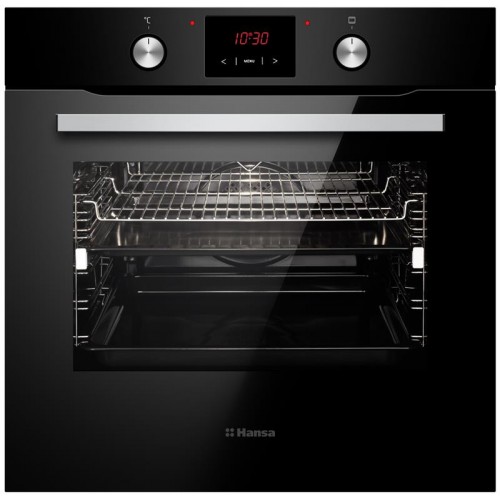 Духовка электр. Hansa, 60см, 77л, A,  гриль, емаль легкого очищення, диспл., чорний