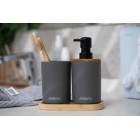 Набір для ванної кмінати Ardesto Minimalism 360мл, 3 предмети, поліпропілен, бамбук, сірий темний Набір для ванної кмінати Ardesto Minimalism 360мл, 3 предмети, поліпропілен, бамбук, сірий темний