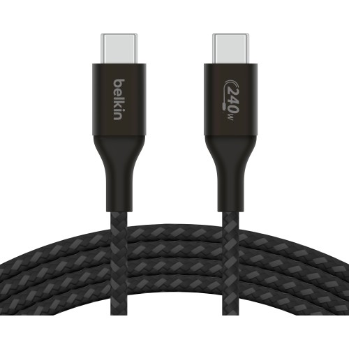 Belkin Кабель USB-C > USB-C заряджання/синхронізації 1м, 240Вт, Type-C, плетений, чорний