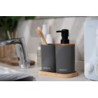 Набір для ванної кмінати Ardesto Minimalism 360мл, 3 предмети, поліпропілен, бамбук, сірий темний Набір для ванної кмінати Ardesto Minimalism 360мл, 3 предмети, поліпропілен, бамбук, сірий темний