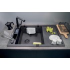 Deante Мийка кухонна Magnetic, граніт, прямокутник, з крилом, 820х500х219мм, чаша - 1, накладна, металічний графіт Deante Мийка кухонна Magnetic, граніт, прямокутник, з крилом, 820х500х219мм, чаша - 1, накладна, металічний графіт