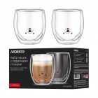 ARDESTO Набір чашок з подвійними стінками Animals, 300мл, 2шт, боросилікатне скло, прозорий