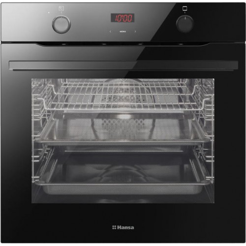 Духовка электр. Hansa, 60см, 77л, A,  гриль, емаль легкого очищення, диспл., чорний