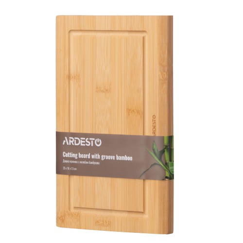 ARDESTO Дошка кухонна з жолобом Midori, 25х16х1.5см, бамбук ARDESTO Дошка кухонна з жолобом Midori, 25х16х1.5см, бамбук