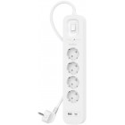 Belkin Подовжувач-фільтр мережевий 4хТип F, 3x1.5мм кв, 16А, USB-A/USB-C 18Вт, з захистом від перенапруги, 2м, білий