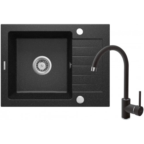 Deante Набір для кухні Zorba, гранітна мийка ZQZ_211A + зміш. BEN_262M, графіт-хром Deante Набір для кухні Zorba, гранітна мийка ZQZ_211A + зміш. BEN_262M, графіт-хром