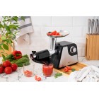 ARDESTO М'ясорубка, 1700Вт, продук.-1.6кг/хв, 2 решітки + для ковб., кеббе, насадка для томатів, пластик+метал, чорно-сріблястий