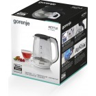 Gorenje Електрочайник 1.7л, 2,200 Вт, strix контроль, скло, білий