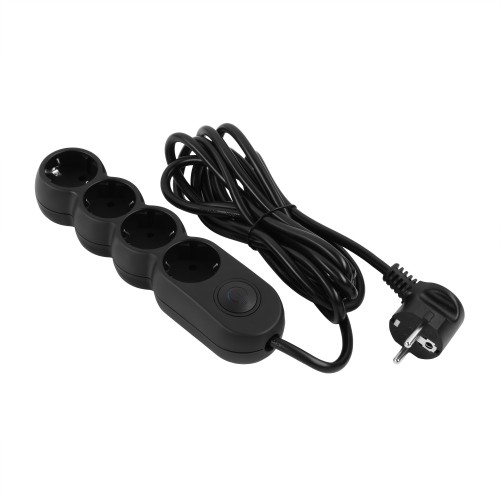 2E Подовжувач мережевий Plus 4хТип F, 3х1мм кв, 10A, 3м, чорний 2E Подовжувач мережевий Plus 4хТип F, 3х1мм кв, 10A, 3м, чорний