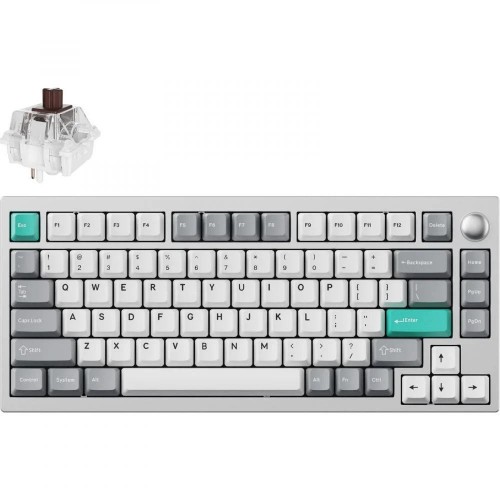 Lemokey Клавіатура механічна P1 Pro 84Key, Super Brown, WL/BT/USB-A, QMK/VIA, Hot-Swap, EN/UKR, RGB, Knob, Space Silver