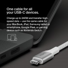 Кабель USB-C > USB-C заряджання/синхронізації Belkin 1м, 240Вт, Type-C, плетений, білий