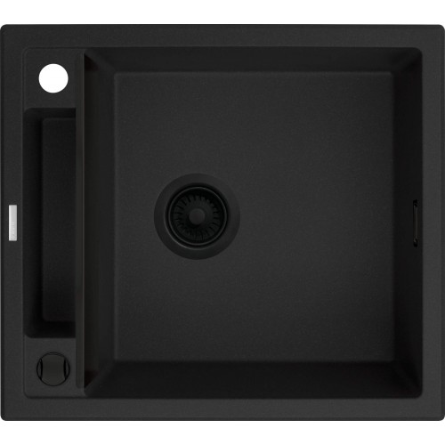 Deante Мийка кухонна Magnetic, граніт, квадрат, без крила, 560х500х219мм, чаша - 1, накладна, чорний матовий Deante Мийка кухонна Magnetic, граніт, квадрат, без крила, 560х500х219мм, чаша - 1, накладна, чорний матовий