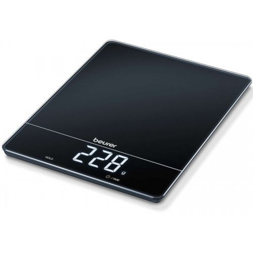 Beurer Ваги кухонні, 15кг, сенс. керування, 3хААА в комплекті, скло, чорний