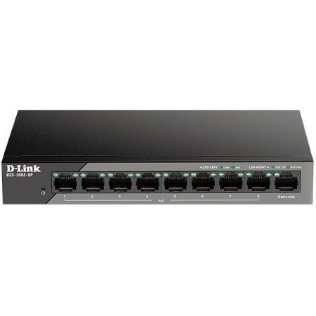 D-Link Комутатор DSS-100E-9P 8xFE PoE, 1xGE, 92W