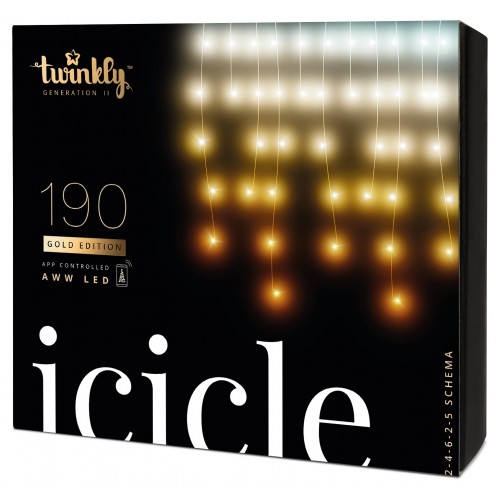 Twinkly Smart LED Гірлянда Twinkly Icicle AWW 190, Gen II, IP44, довжина 5м, кабель прозорий