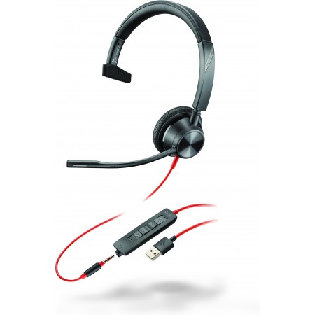Гарнітура комп'ютерна моно On-ear Poly Blackwire 3315, USB-A