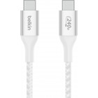 Belkin Кабель USB-C > USB-C заряджання/синхронізації 2м, 240Вт, Type-C, плетений, білий