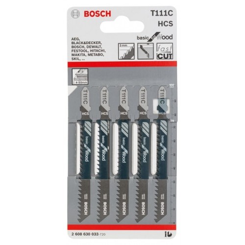 Bosch Полотно пиляльне для електролобзика по дереву T111С, 5шт Bosch Полотно пиляльне для електролобзика по дереву T111С, 5шт