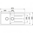 Franke Мийка кухонна Basis фраграніт, прямокут., з крилом, 970х500х200мм, чаша - 2, врізна, онікс