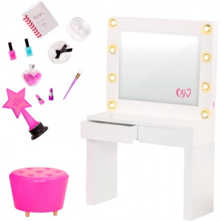 Ігровий набір Our Generation Туалетний столик 12од, світло, 