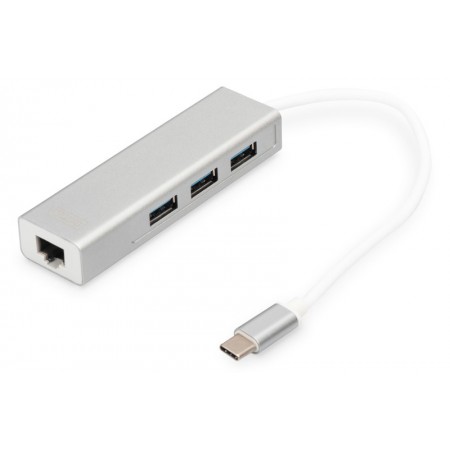 Digitus Концентратор USB-C - USB 3.0 3 Port Hub + Gigabit Et