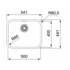 Мийка кухонна Franke Smart, нерж.сталь, прямокутник, без крила, 500х400мм, чаша - 1, монтаж під стільницю, SRX 110-50, нерж поліров.