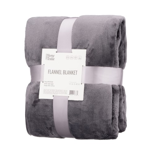 ARDESTO Плед Flannel, 200x220 см, 100% поліестер, темно-сірий ARDESTO Плед Flannel, 200x220 см, 100% поліестер, темно-сірий