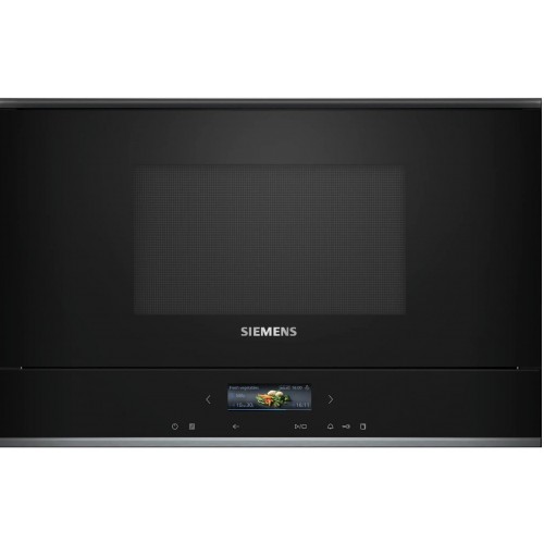 Siemens Мікрохвильова піч вбудована, 21л, електр. управл., 900Вт, гриль, дисплей, чорний