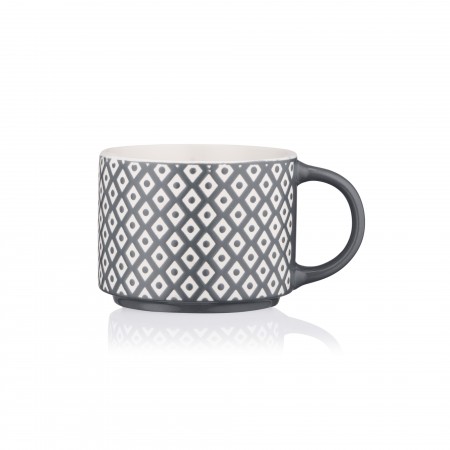 ARDESTO Чашка Weaving E, 330мл, порцеляна, біло-чорний