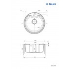 Deante Мийка кухонна Solis, граніт, круг, без крила, 480х480х194мм, чаша - 1, накладна, пісок Deante Мийка кухонна Solis, граніт, круг, без крила, 480х480х194мм, чаша - 1, накладна, пісок