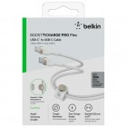 Belkin Кабель USB-C > USB-C заряджання/синхронізації 2м, 60Вт, Type-C, плетений, силіконовий, з ремінцем на магніті, білий