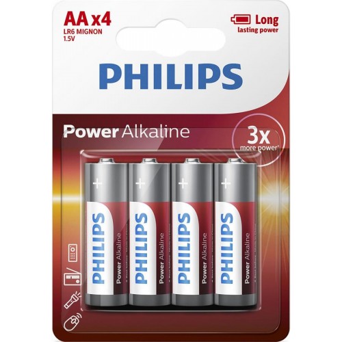 Philips Батарейка Power Alkaline AA лужна блістер, 4 шт Philips Батарейка Power Alkaline AA лужна блістер, 4 шт