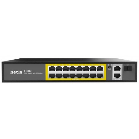 Netis Комутатор P116GH 16xFE PoE+, 2xGE Uplink, 1xGE SFP, не