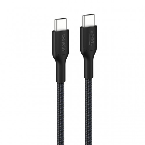 Кабель USB-C > USB-C заряджання/синхронізації Belkin 1м, 240Вт, Type-C, плетений, чорний Кабель USB-C > USB-C заряджання/синхронізації Belkin 1м, 240Вт, Type-C, плетений, чорний