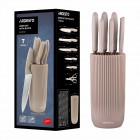 ARDESTO Набір ножів з блоком Gemini, 7 предметів, нержавіюча сталь, пластик, бежевий