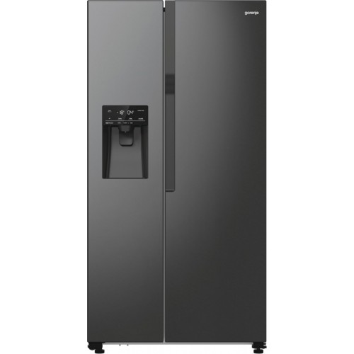 Gorenje Холодильник SBS, 179х70х92см, 2 двері, 376(190)л, А++, NF+, Інв., Зона св-ті, диспенсер, генератор льоду, Зовн. Диспл, чорний